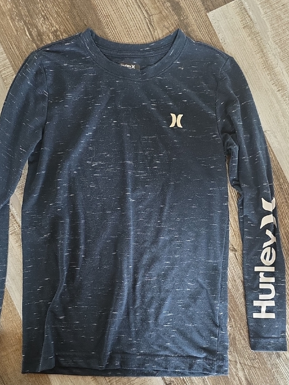 Hurley Navy Marled Long-Sleeve Logo Tee